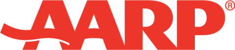 AARP in red letters